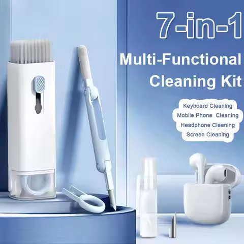 7-in-1 Multifunctional Cleaning Kit Laptop Keyboard Cleaning Brush Mobile Phone Screen Cleaning Blue