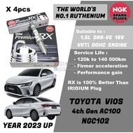 NGK Premium RX Spark Plug - Toyota Vios Ativ Yaris NGC102 4th Gen AC100 1.5L 2NRFE Dual VVTi DOHC 16