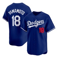 IMPORTED EMBROIDERED BASEBALL JERSEY LA LOS ANGELES DODGERS 18 YOSHINOBU YAMAMOTO biru
