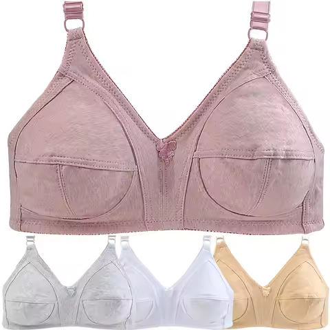 Soft Wire Free Bra For Women Plus Size Bras Comfortable Underwear Cotton unlined Lingerie Big Cup 48