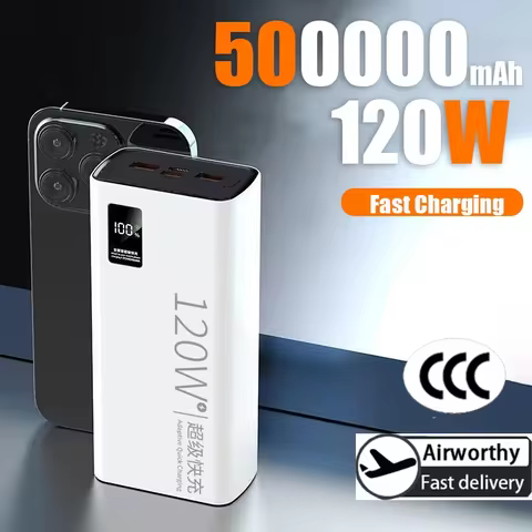 500000mAh 120W Power Bank For Xiaomi Large Capacity Super Fast Charging Battery Charging Powerbank F