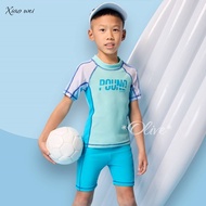 Xiaowei's Shop Made In Taiwan Sally Brand [Fresh White Water Blue Stitching] Boys/Children Short-Sle