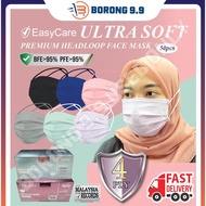 EASY CARE 50pcs Mask 3ply Face Mask Hijab Mask Head Loop Headloop Mask Adult Face Mask Hitam Colour Mask Earloop Mask
