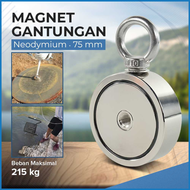 BARU HYSAMTA Magnet Gantungan Double Round Hook Strong Neodymium 75mm - D75