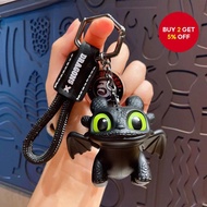 Glow-in-the-Dark Night Fury Dragon Keychain, Luminous Toothless Figurine Backpack Charm, Cool Car Ke