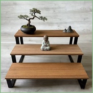 GL Walnut Wood 3 Tier Spice Rack Desktop Organizer for Cups Perfume Tea Display Shelf GL