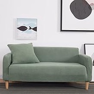 jia cool Stretch Loveseat Sofa Slipcover , 3 Seater Settee Coat Soft with Elastic Bottom, Checks Spandex Jacquard Fabric, Large，Pine Green