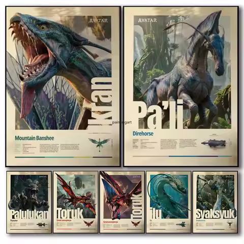 Hot Movie A-AVATAR Creature Canvas Wall Art Ikran Toruk Pa Li Print Vintage Sci-fi Film Poster HD Re