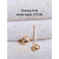 375/8k gold ball earring (a pair + siliconept)