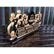 NAME PLATE + CARVED TABLE NAME PLATE OFFICE TABLE NAME PLATE/ WOODEN NAME PLATE/ custom Loggo Advoca