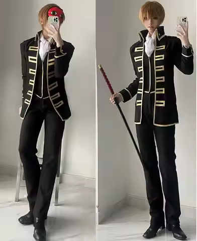 Full Set Gintama Okita Sogo Hijikata Toushirou Kondou Isao Cosplay Costume Coat Vest Pants Halloween