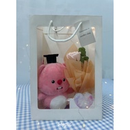Loopy teddy bear graduation gift Set and cute little flower bouquet plushie doll