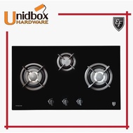 EF EFH 9730 TN VGB 86CM Tempered Glass Gas Hob/EF/3 Burners/Kitchen Appliances/Cooking Hobs/Gas Stov