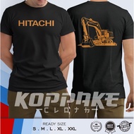 Hitachi Vector Excavator Heavy Equipment Shirt Distro | Kaos Alat Berat Excavator Hitachi Vector Baj