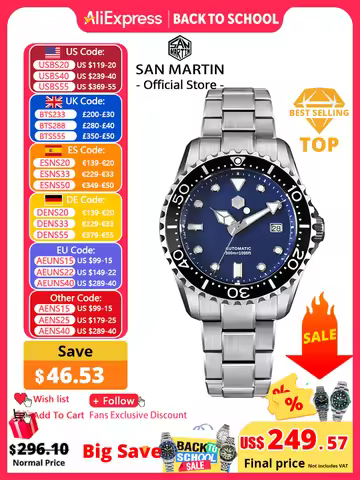 San Martin New 40mm Diver Watch YN55 Enamel Dial Classic Luxury Men Automatic Mechanical Watches Sap