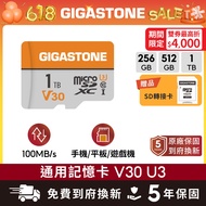 [GIGASTONE] Universal Memory Card 1T/512G/256G V30 U3|Made In Taiwan microSD/C10 U1/Monitor sd card 