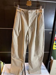 MUJI 無印良品 彈性起毛打褶褲 寬褲 S號 米白色 百搭