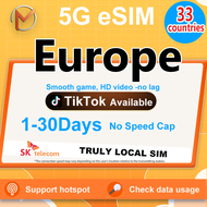 eSIM Europe Ultimate 1-30 Days High Speed Unlimited Data | Instant 24h Delivery | Europe Travel eSIM