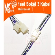 1 SET OF 3 CABLE SOCKETS FOR MEN AND WOMEN 3 PIN/