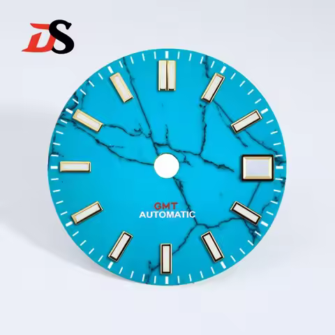 28.5mm Turquoise Dial Blue Lume Natural Stone Dial NH34 GMT Movement No Lume Custom Logo Skx007 Sbdx