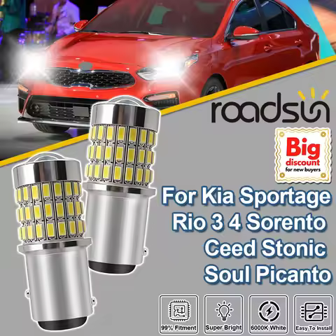 Roadsun 2X For Kia Sportage Rio 3 4 Sorento Ceed Stonic Soul Picanto 1157 Canbus Ultra Bright LED Pr