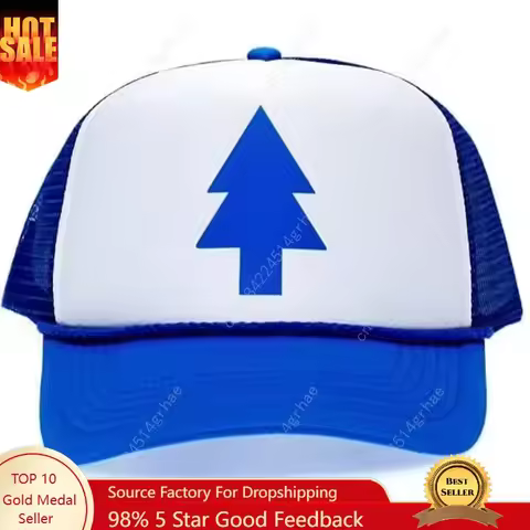 New Unisex Curved Blue Pine Tree Dipper Gravity Falls Cartoon Mesh Hat Cap Trucker Baseball Hat