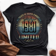 44 Years Of Excellence 44th Anniversary Birthday Shirt Vintage Style 1981 T-Shirt Cotton Graphic Cas