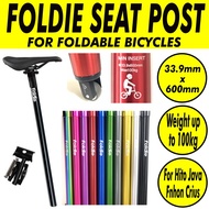 [Foldie.sg] 33.9mm x 600mm 100kg Folding Bike CNC Aluminum Seatpost Seat Bicycle Post Pole Foldie Foldable Seat Litepro