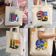 Canvas Bag Moc Collage Travel Taipei Hong Kong Kuala Lumpur Paris Photo Black and White Magazine Sch