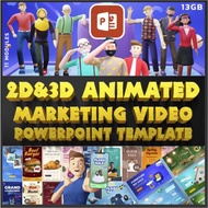🔥INSTANT🔥 2D & 3D Animated Marketing Sales Ads Video PowerPoint Template Bundle | Koleksi Template P