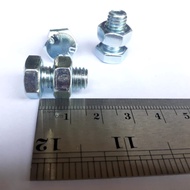 M8X15 (1.5 CM) WHITE HEXAGON NUT BOLT FULL THREAD BMP M8 X 15 LENGTH 1.5 CM BODY DIAMETER 8MM WHITE 