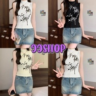 JJ Shop​ ​ Cute Bamboo Pattern Turtleneck Knitted Tank Top "7CX49"