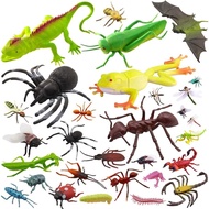 PINOWU 27pcs Bug Toy Figures Playset for Kids Boys, 2-6' Fake Insects - Spiders, Cockroaches, Scorpi