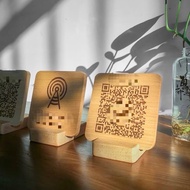 QR Code wood stand for your business 10x10cm