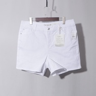 E17-4 4342 White Plus Size Denim Shorts Women's High Waist Stretchy