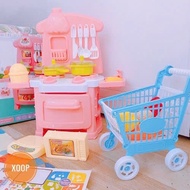 Cooking Kitchen Play Set With Lovely Supermarket Trolley For Baby 0086