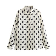 White Black Pattern Blouse 73952