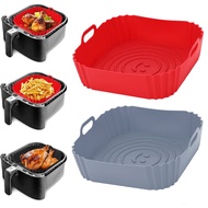 22cm Silicone Air Fryers Oven Baking Tray Pizza Fried Airfryer Basket Reusable Pan Accessories