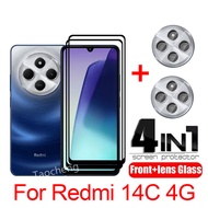 4 in 1 Tempered Glass Film For Redmi 14 C 14C Redmi14C 4G 2024 Screen Protector Glass Film Back Lens