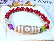 Tibetan Dzi Beads Three Eye Dzi Beads 藏传老矿白毫三眼天珠37.9x12mm