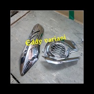 Tameng Knalpot - Tutup Kipas X Ride 125 Blue Core Chrome