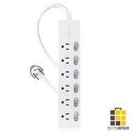 PowerSync Seven-Open Six-Plug Lightning Protection Extension Cord 1.8M TS76T918 [Nine-By-Nine Statio