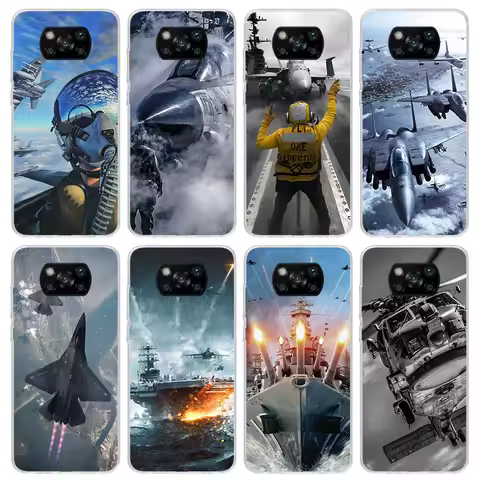 Military Aircraft Warship Fighter Phone Case For Xiaomi Poco X5 X6 X7 Pro F7 Ultra M7 Redmi 15C 15 1