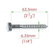 Hex DESK / LAG DESK / DESK SCREW SS 1/4" X 2 1/2"