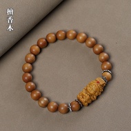2026新款檀香木手串雕刻妈祖配饰男女芭比檀香手链精致木雕佛珠文玩饰品Sandalwood bracelet carved with a Mazu charm, unisex, Barbie styl
