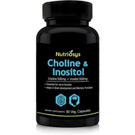 Choline & Inositol 1000mg Serving (Choline 500mg + Inositol 500mg), 90 Veg Capsules