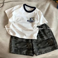 [New Arrivals] Boys T-Shirt Camouflage Shorts Summer Suit BLUEY Cartoon Short-Sleeved Two-Piece Suit