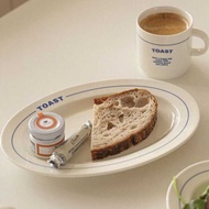 Plate Plate ins Style Korean ins Letter Simple Ceramic Plate Tableware Pasta Fried Rice Deep Plate O