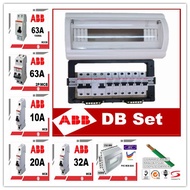 10Way ABB Distribution Box DB - Full Set - Signal Phase 63a RCCB 0.1ma C/W MianSwitch 2 Pole McB Foc