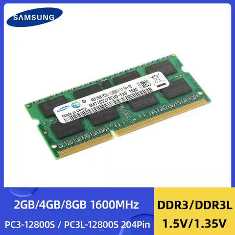 Samsung Laptop RAM DDR3 DDR3L 2GB 4GB 8GB 1600MHz SODIMM PC3-12800 PC3L-12800 204Pin 1.5V 1.35V Dual